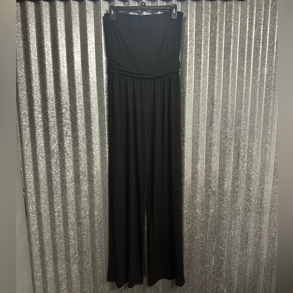 NWOT Pink Lily Back To Basics Strapless Knit Black Jumpsuit - Medium